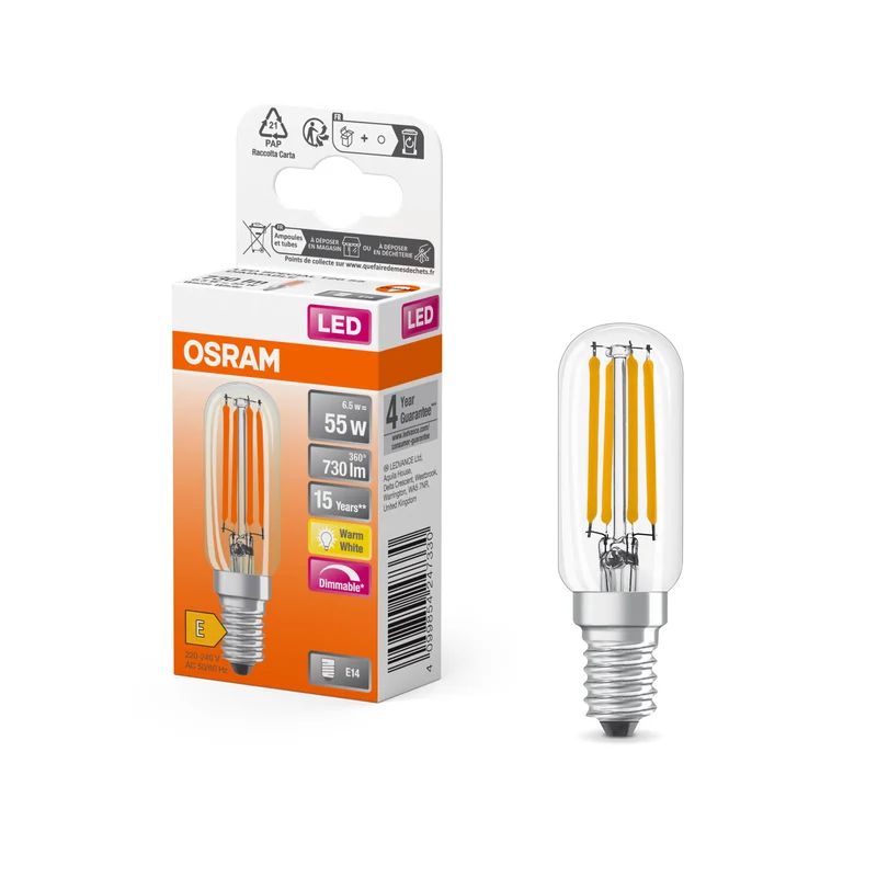 OSRAM LED Special Lampe Klar, 6.5W, 730lm, E14 , Warmweiß