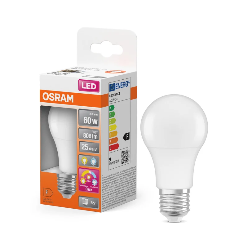 OSRAM LED Superstar Classic Lampe Frosted, 3-Modi, 8.8W, E27 , Warmweiß, Kaltweiß