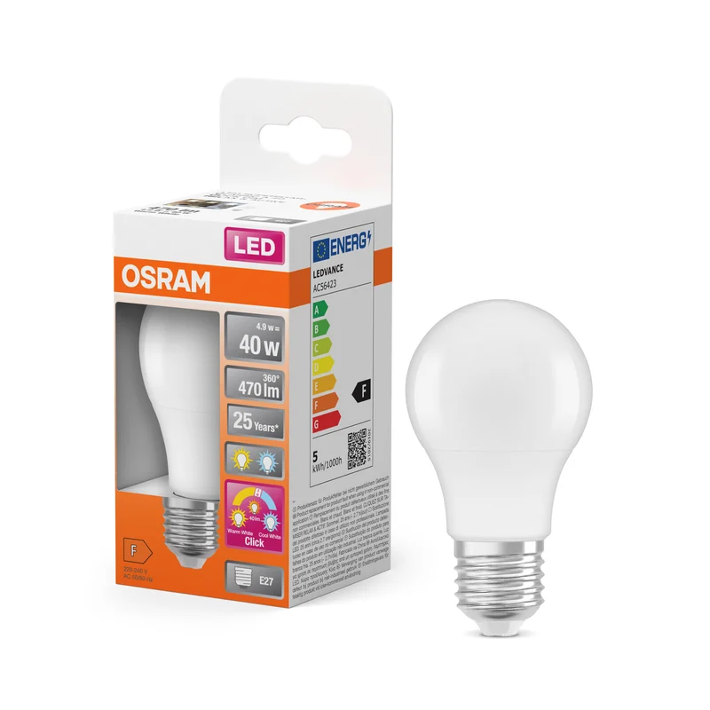 OSRAM LED Superstar Classic Lampe Frosted, 3-Modi, 4.9W, E27 , Warmweiß, Kaltweiß