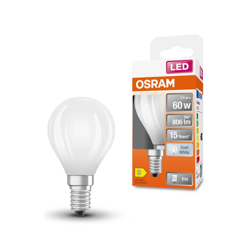 OSRAM LED Star Classic Lampe, Miniball, 5.5W, 806lm, Frosted , Kaltweiß , E14