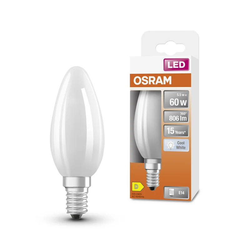 OSRAM LED Star Classic Lampe, Minikerze, 5.5W, Frosted, E14 , Kaltweiß