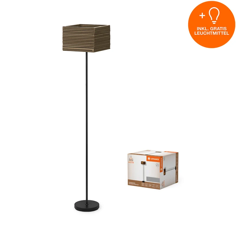 LEDVANCE DECOR Standleuchte Decor Cardboard Square braun, E27, inkl. Leuchtmittel