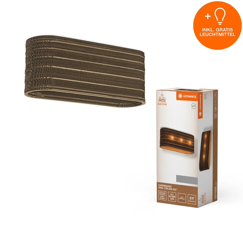 LEDVANCE DECOR Deckenleuchte Decor Cardboard Oval braun, 3xE27, inkl. Leuchtmittel