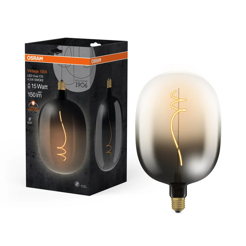 OSRAM Vintage 1906® LED BIG DECORATIVE Oval LED-Lampe Smoke, 4.5W, 150lm , Comfort warm white , E27