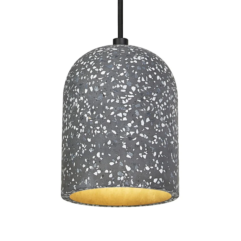 LEDVANCE Decor Pill dekorative Pendelleuchte mit pillenförmigem Lampenschirm, 150mm, mit E27 Fassung, aus schwarzem Terrazzo, IP20