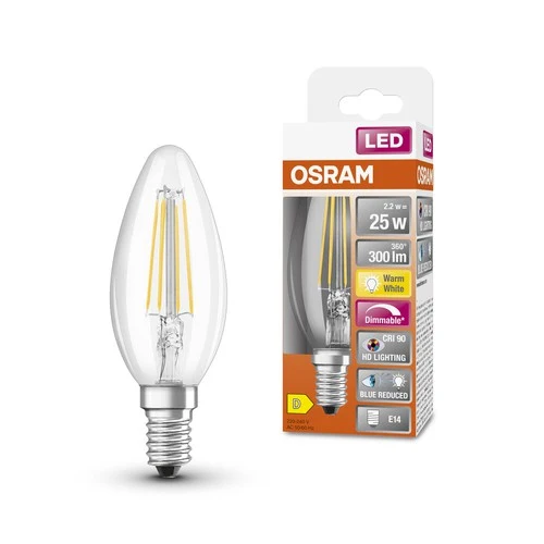 OSRAM SUPERSTAR+ CLASSIC B FIL 25 LED-Lampe, 2,2W, 300lm , Warmweiß , E14