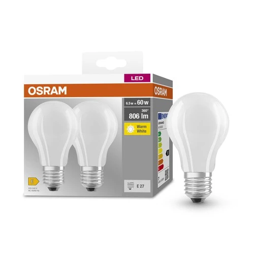 OSRAM BASE CL A GL FR 60 LED-Lampe, 6,5W, 806lm, Warmweiß, E27