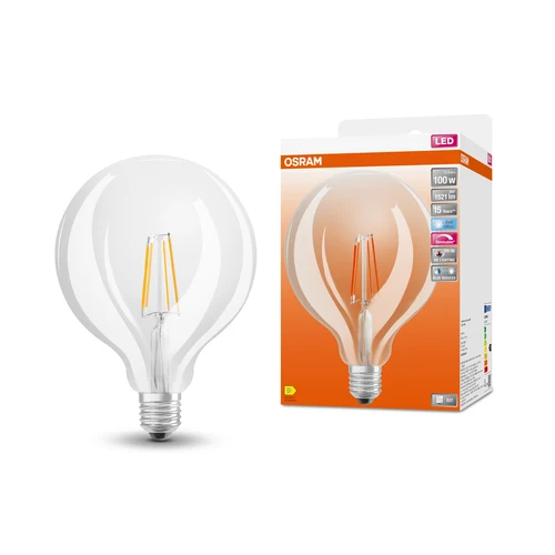 OSRAM Dimmbare FILAMENT LED-Lampe LED SUPERSTAR+ CL GLOBE125 FIL 100 dim 11W/940 E27 CRI90 BOX, Kaltweiß, E27