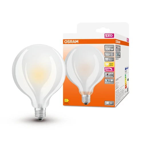 OSRAM Dimmbare FILAMENT LED-Lampe LED SUPERSTAR+ CL GLOBE95 GL FR 100 dim 11W/927 E27 CRI90 BOX, E27 , Warmweiß