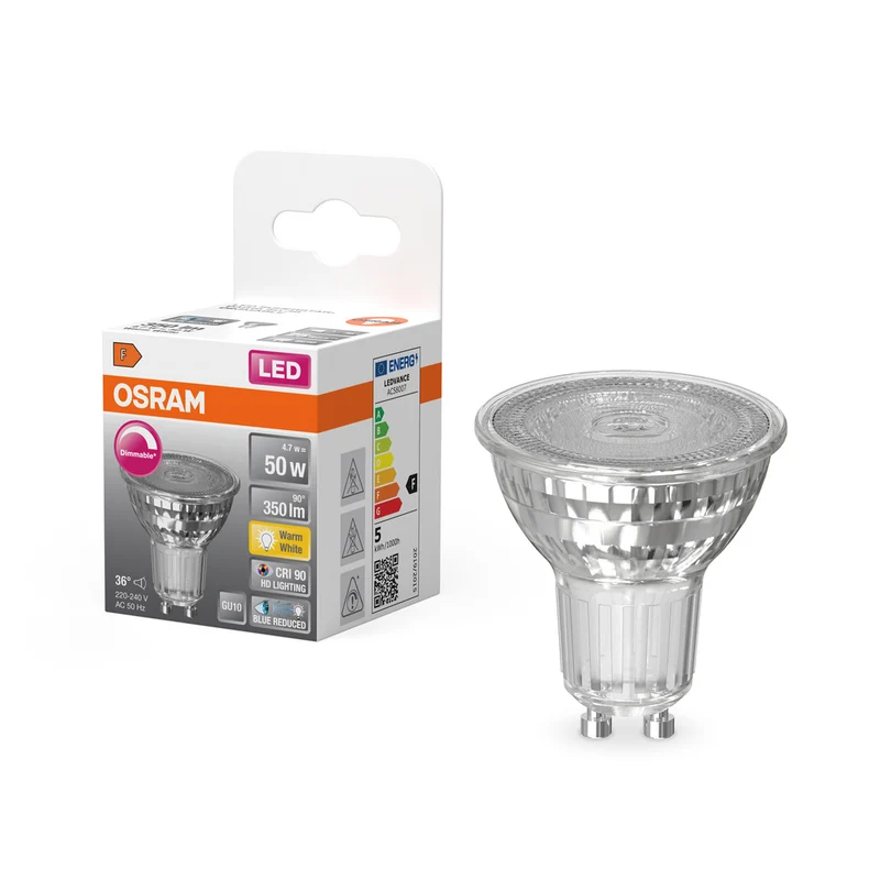 OSRAM Dimmbare LED Reflektor-Lampe LED SUPERSTAR + spot PAR16 GL 50 DIM 4,7W/927 CRI90 GU10 , Warmweiß