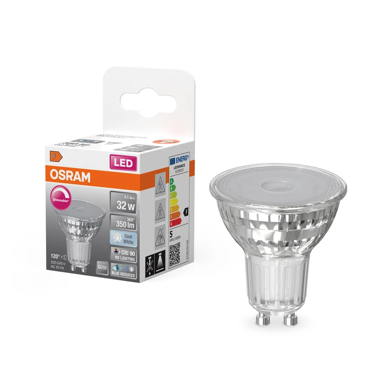 OSRAM Dimmbare LED Reflektor-Lampe LED SUPERSTAR + spot PAR16 GL 32 DIM 4,1W/940 CRI90 GU10 , Kaltweiß