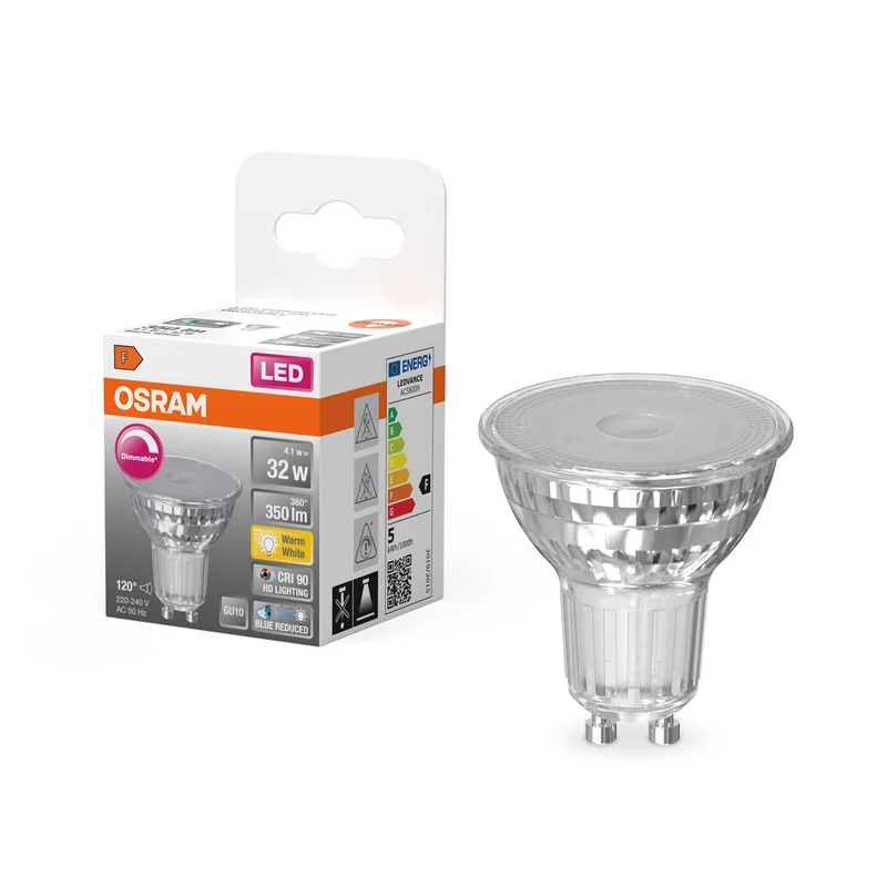OSRAM Dimmbare LED Reflektor-Lampe LED SUPERSTAR + spot PAR16 GL 32 DIM 4,1W/927 CRI90 GU10 , Warmweiß
