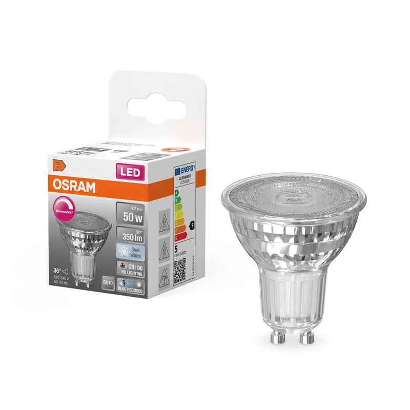 OSRAM Dimmbare LED Reflektor-Lampe LED SUPERSTAR + spot PAR16 GL 50 DIM 4,7W/940 GU10 CRI90 , Kaltweiß