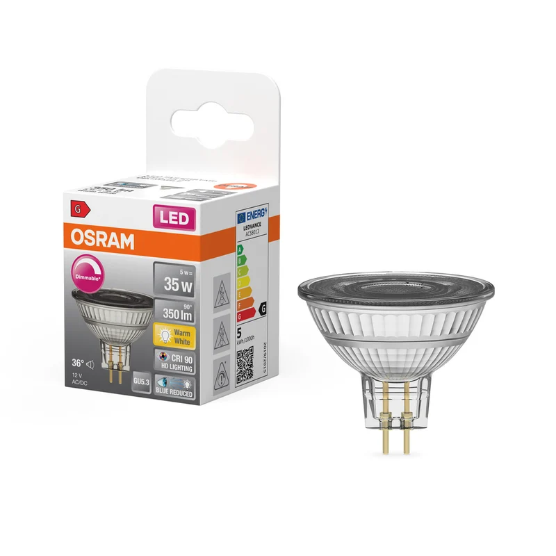 OSRAM Dimmbare LED Reflektor-Lampe LED SUPERSTAR + spot MR16 GL 35 DIM 5W/927 GU5.3 CRI90 , Warmweiß