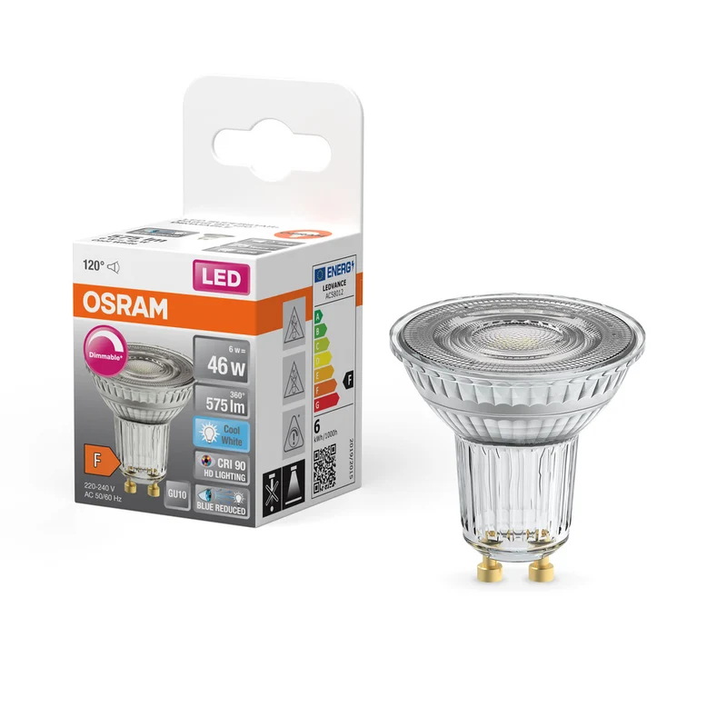 OSRAM Dimmbare LED Reflektor-Lampe LED SUPERSTAR + spot PAR16 GL 46 DIM 6,7W/940 CRI90 GU10 , Kaltweiß