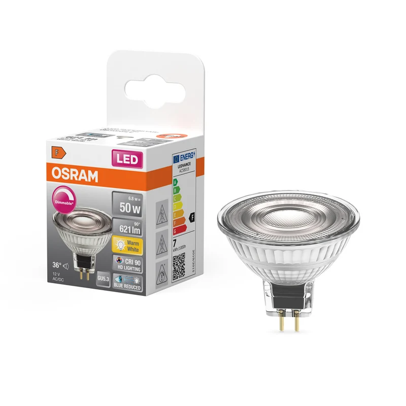 OSRAM Dimmbare LED Reflektor-Lampe LED SUPERSTAR + spot MR16 GL 50 DIM 6.8W/927 CRI90 GU5.3 , Warmweiß