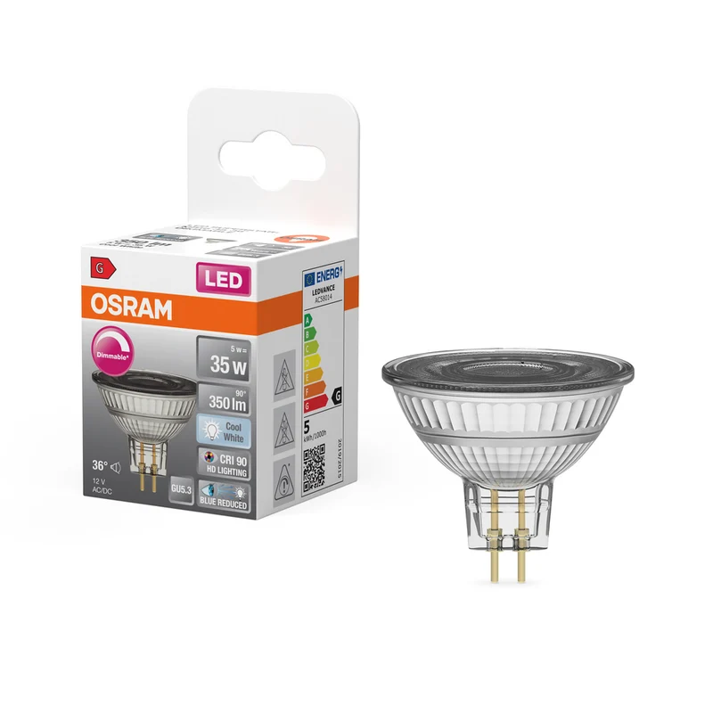 OSRAM Dimmbare LED Reflektor-Lampe LED SUPERSTAR + spot MR16 GL 35 DIM 5W/940 CRI90 GU5.3 , Kaltweiß