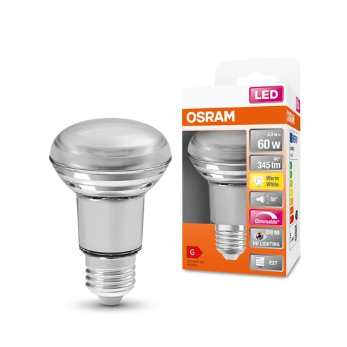 OSRAM Dimmbare LED Reflektor-Lampe LED SUPERSTAR + spot R63 GL 60 DIM 4,8W/927 E27 CRI90 BOX, E27 , Warmweiß