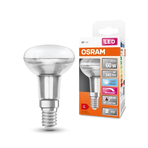 OSRAM Dimmbare LED Reflektor-Lampe LED SUPERSTAR + spot R50 GL 60 DIM 4,8W/940 E14 CRI90 BOX , Kaltweiß