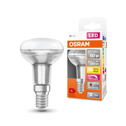 OSRAM Dimmbare LED Reflektor-Lampe LED SUPERSTAR + spot R50 GL 60 DIM 4,8W/927 E14 CRI90 BOX , Warmweiß