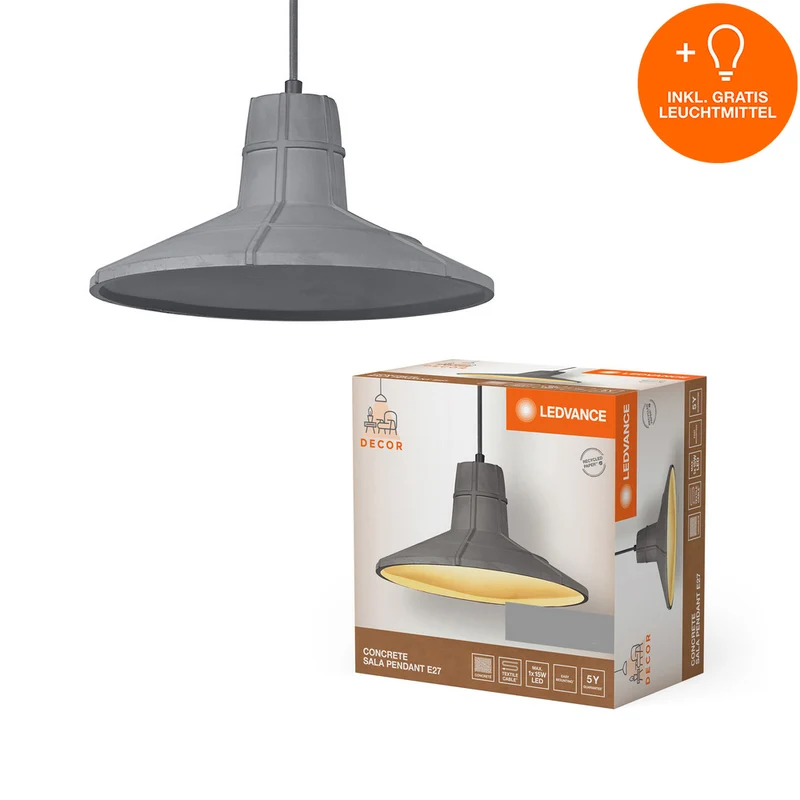 LEDVANCE DECOR Concrete Sala Beton-Leuchte Pendelleuchte, E27, 325 mm, inkl. Leuchtmittel