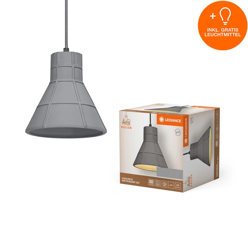 LEDVANCE DECOR Concrete Beton Pendelleuchte, E27, 200 mm, inkl. Leuchtmittel