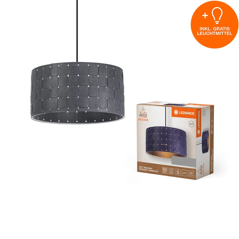LEDVANCE DECOR Pendelleuchte Decor Felt Weaving grau, E27, 380 mm, inkl. Leuchtmittel