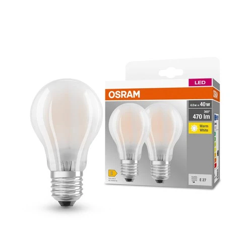 OSRAM BASE CLASSIC A GL FR 40 LED-Lampe, 4W, 470lm, Warmweiß, E27