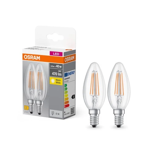 OSRAM BASE CL B FIL 40 LED-Lampe, 4W, 470lm, Warmweiß, E14