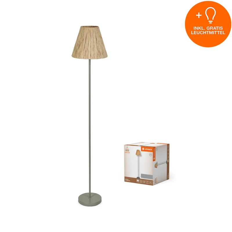 LEDVANCE DECOR Standleuchte Decor Raffia grün-braun, E27, 300 mm, inkl. Leuchtmittel