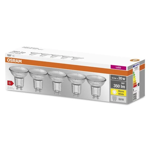 OSRAM LED BASE PAR16 Spot (ex 50W) 4,3W / 2700K Warmweiß GU10 5er