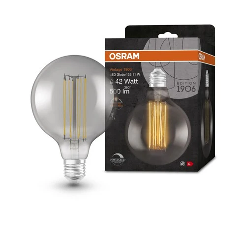 OSRAM Vintage 1906 LED-Lampe, Smoke-Tönung, 11W, 500lm , Warmweiß , E27