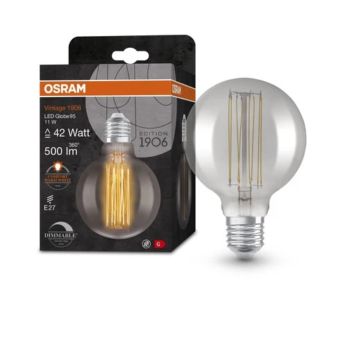 OSRAM Vintage 1906 LED-Lampe, Smoke-Tönung, 11W, 500lm , Warmweiß , E27