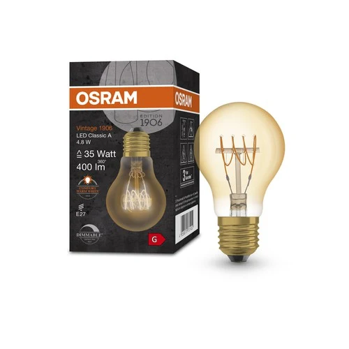 OSRAM Vintage 1906 LED-Lampe, Gold-Tönung, 4,8W, 400lm , Warmweiß , E27