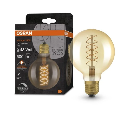 OSRAM Vintage 1906 LED-Lampe, Gold-Tönung, 7W, 600lm , Warmweiß , E27