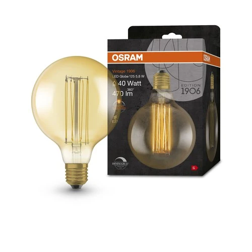 OSRAM Vintage 1906 LED-Lampe, Gold-Tönung, 5,8W, 470lm , Warmweiß , E27
