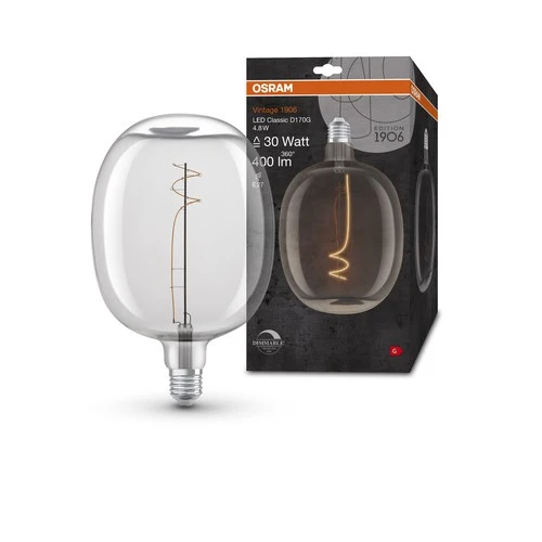 OSRAM Vintage 1906 LED-Lampe, Weißglas, 4,8W, 400lm, E27 , Warmweiß , E27