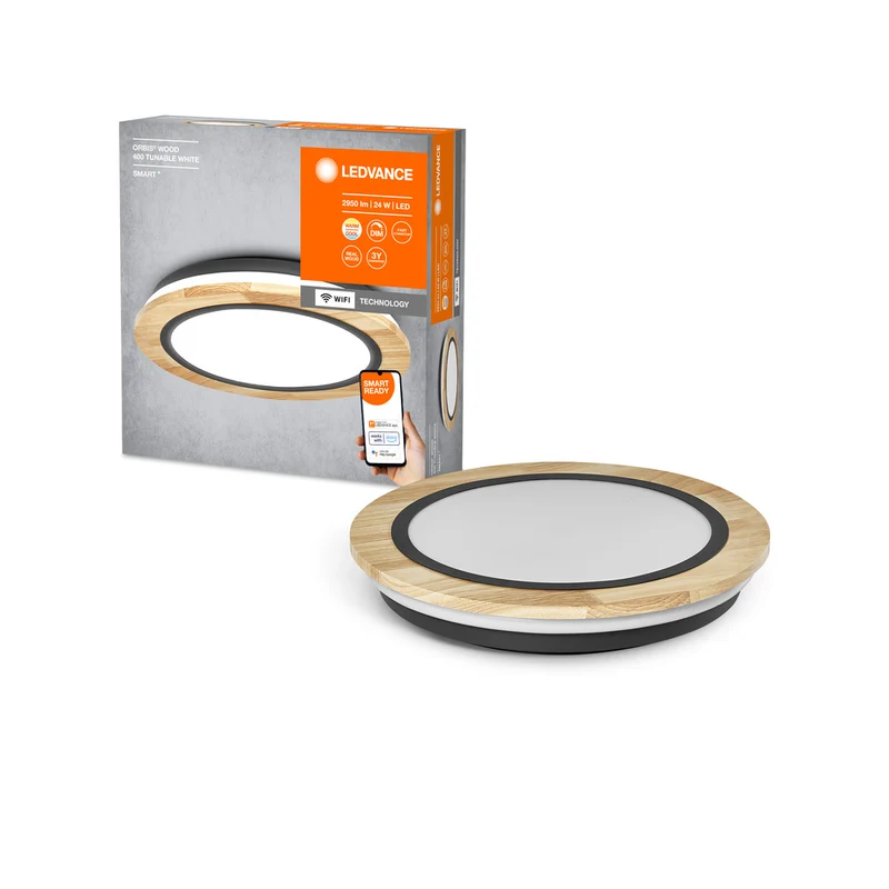 LEDVANCE SMART+ WiFi-Deckenleuchte Wood, 24W, 2950lm, 400mm