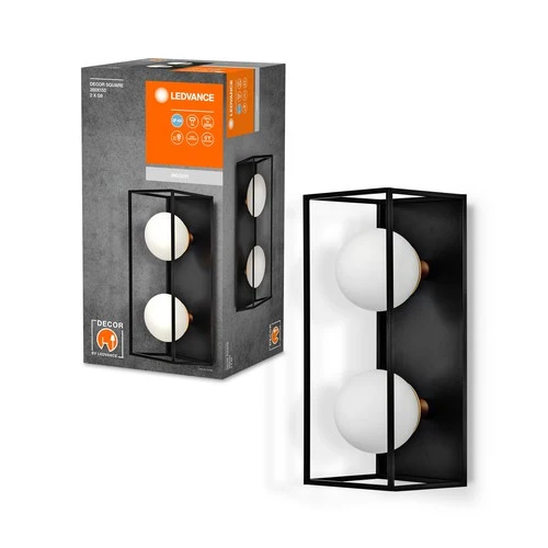 LEDVANCE DECOR 2er Square Bad-Wandleuchte IP44, schwarz, G9