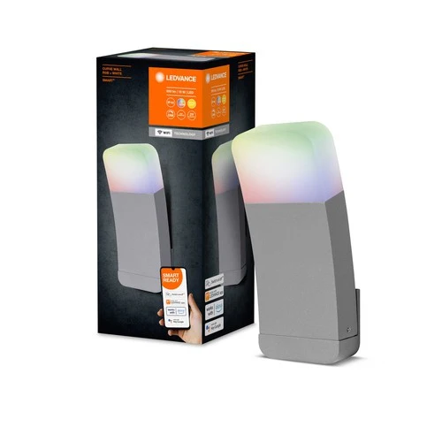 LEDVANCE Wifi SMART+ Outdoor Curve LED Wandleuchte RGBW mehrfarbig 9W hellgrau