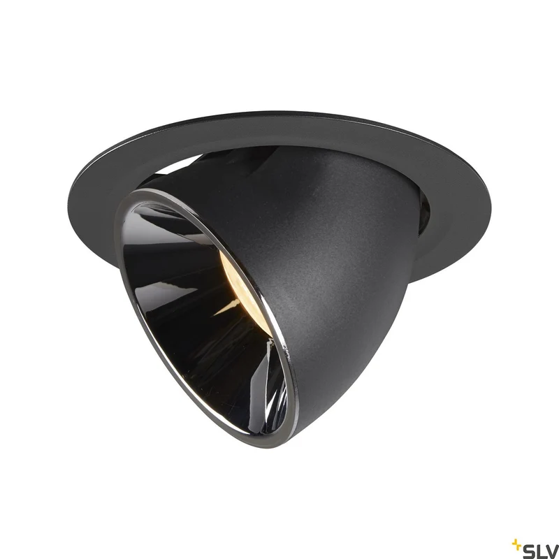 SLV NUMINOS® GIMBLE XL, Deckeneinbauleuchte schwarz / chrom 3000K 20°
