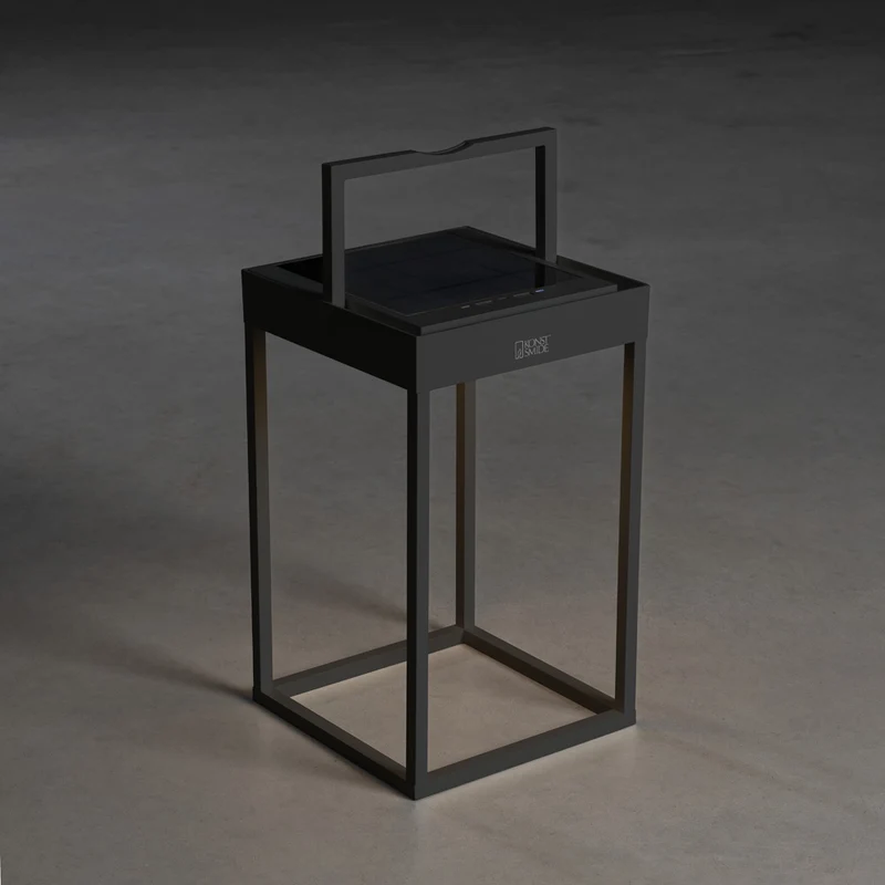 Konstsmide PortofinoLED Solar/USB-Laterne schwarz, dimmbar, Dämmerungs