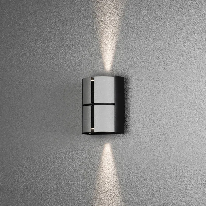 Konstsmide Vidar Wandl. 2x5W LED schw/sil, verstellb.Lichtaustr.,dimmb.