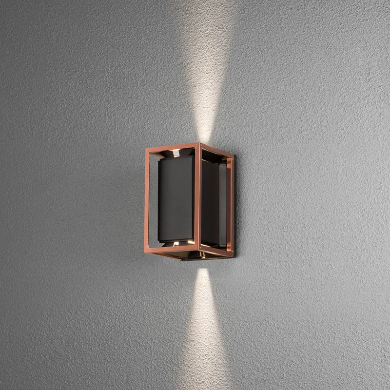 Konstsmide Vale Wandl. 2x5W LED schw/ku, verstellb.Lichtaustr., dimmbar