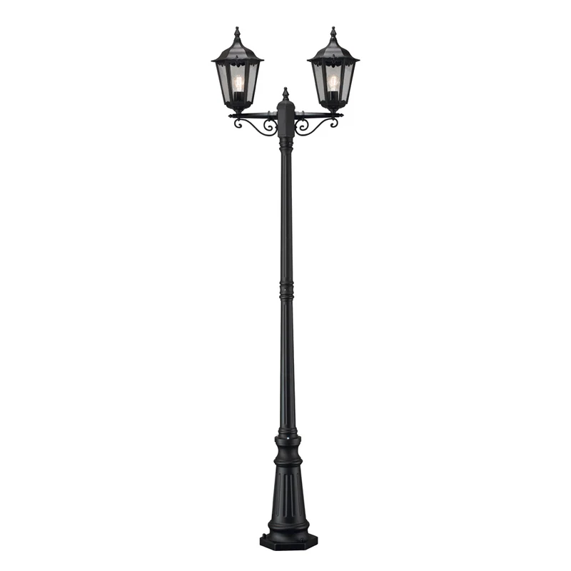 Konstsmide Stehleuchte Firenze, matt schwarz, 2.flg., klares Glas