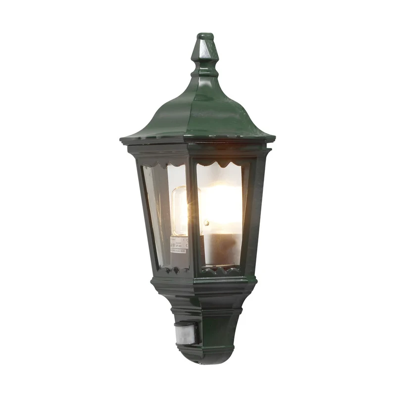 Konstsmide Wandleuchte Firenze, grün, klares Glas, mit Bewegungsmelde