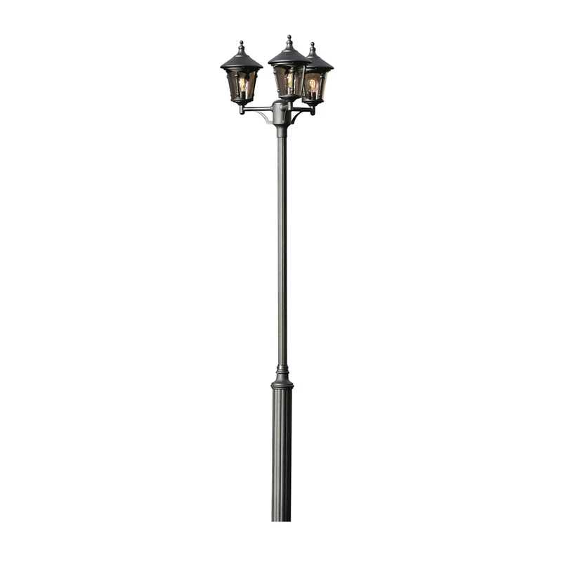 Konstsmide Kandelaber 3flg. Virgo, matt schwarz, rauchfarbenes Acrylg
