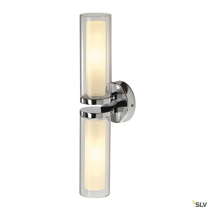 SLV WL 106 Wandleuchte, doppel Glas, chrom 2xE14