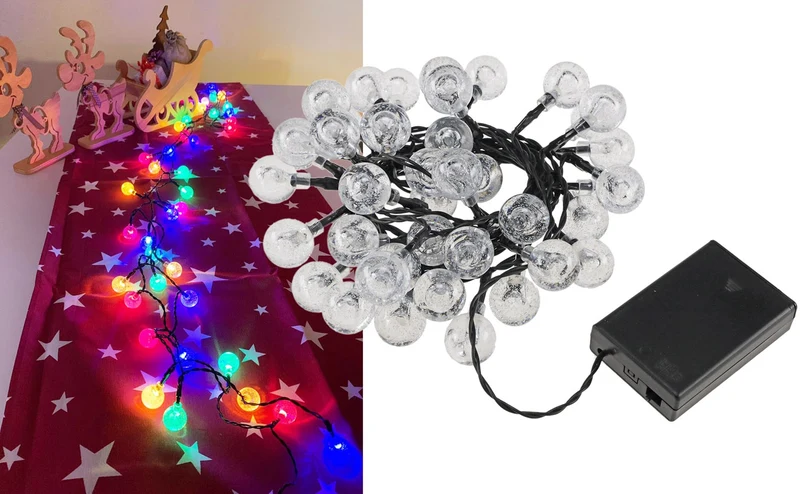 LED Batterie-Lichterkette "BubbleBall" 40 Kugeln 23mm Ø, 6m lang, multicolor