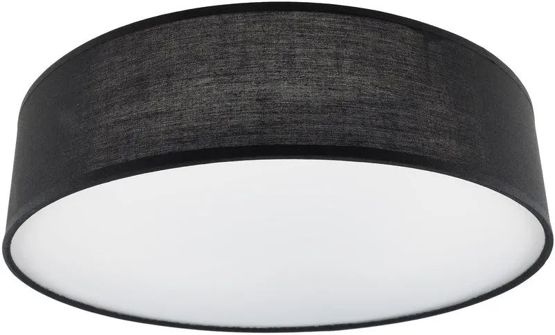 Deckenleuchte mit Textilschirm schwarz ØxH 40x10cm, für 3x E14 Lampe